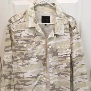 Khaki Color Camo Button Up Jacket